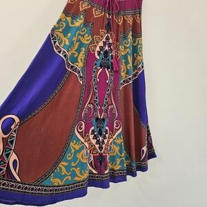 Anthropology Flying Tomato Maxi Skirt Women Sz M Purple Rust Pink Boho Hippie